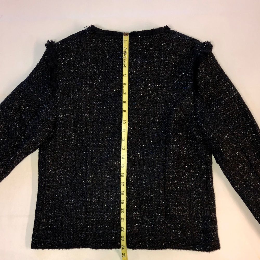 New Attitude Unknown Black Textured Fringed Jacket with Pockets (L) - Picture 15 of 16